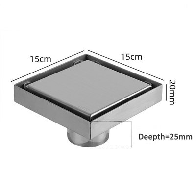 150x150mm 外径 Sus304 シャワーチャネル 黒いフィルターコアを持つ線形排水