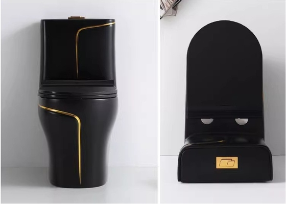 黒と金 トイレ マット スルッシング S-トラップ フォシャン市場用のワンピースバニティ トイレ