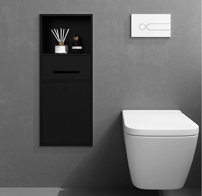 ブラッシュされた表面 防水用・流水式狭いトイレ用のゴールド浴室ニッチ