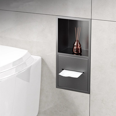 304 ステンレス スチール 豪華 トイレットペーパーのニッチ 浴室 シャワー 壁収納 ベージュ